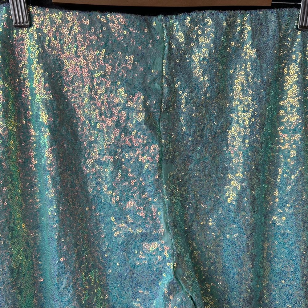 Blackmilk Iridescent Aqua Sequin Flare Pants - Picture 7 of 8